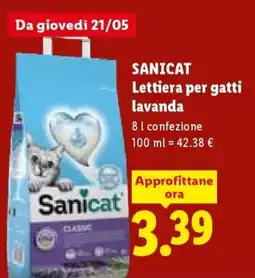 Lidl SANICAT Lettiera per gatti lavanda offerta