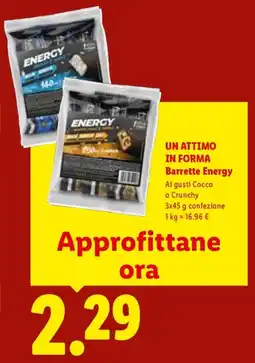 Lidl UN ATTIMO IN FORMA Barrette Energy offerta
