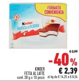 Conad Kinder fetta al latte offerta