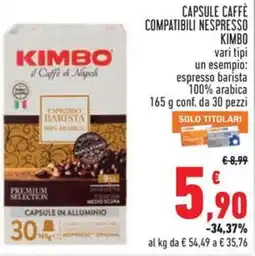 Conad Capsule caffè compatibili nespresso KIMBO offerta