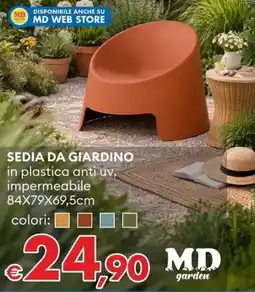 MD Discount Md garden sedia da giardino in plastica anti uv, impermeabile offerta