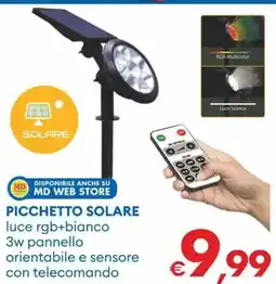 MD Discount Picchetto solare luce rgb+bianco offerta