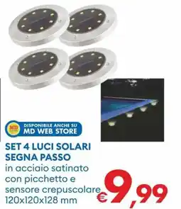 MD Discount Set 4 luci solari segna passo offerta