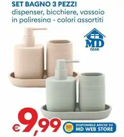 MD Discount Set bagno dispenser, bicchiere, vassoio in poliresina offerta