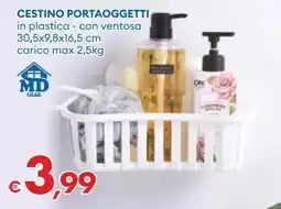 MD Discount Cestino portaoggetti in plastica, con ventosa offerta