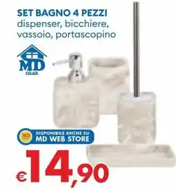 MD Discount Set bagno dispenser, bicchiere, vassoio, portascopino offerta