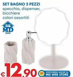 MD Discount Set bagno specchio, dispenser, bicchiere offerta