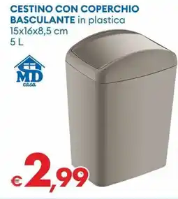 MD Discount Cestino con coperchio basculante in plastica offerta