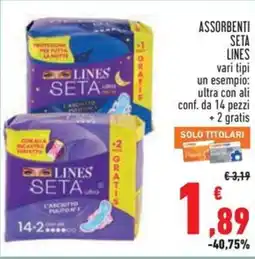 Conad Assorbenti seta lines offerta
