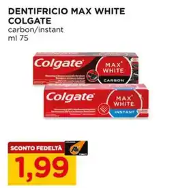 Alì Supermercati Dentifricio max white colgate carbon/instant offerta