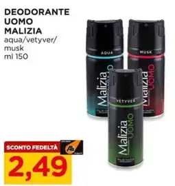 Alì Supermercati Deodorante malizia aqua/vetyver/ musk offerta