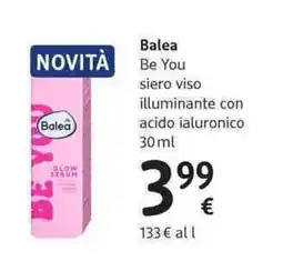 dm drogerie markt Balea Be You siero viso illuminante con acido ialuronico offerta
