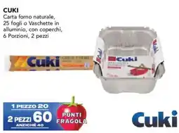 Esselunga CUKI Carta forno naturale, 25 fogli o Vaschette in alluminio, con coperchi offerta