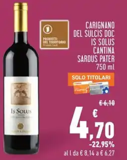 Conad Carignano del sulcis doc is solus cantina sardus pater offerta