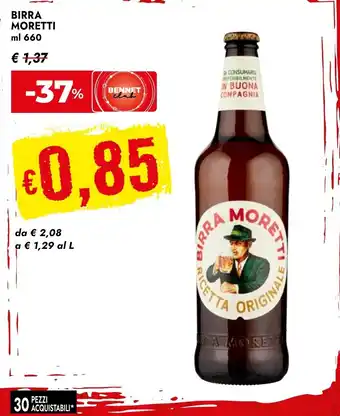 Bennet Birra MORETTI offerta