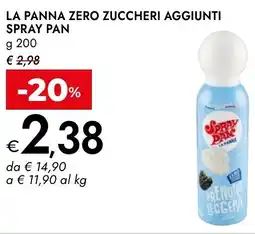 Bennet La panna zero zuccheri aggiunti SPRAY PAN offerta
