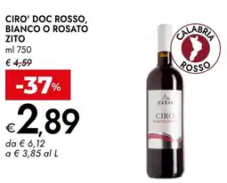 Bennet Ciro' doc rosso, bianco o rosato ZITO offerta