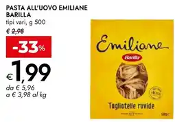 Bennet Pasta all'uovo emiliane BARILLA offerta