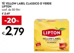 Bennet Tè yellow label classico o verde LIPTON offerta