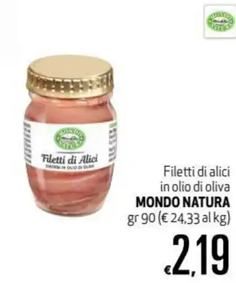 Mondo Natura Filetti di alici in olio di oliva 90gr