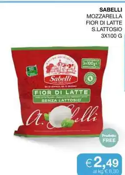 Coop SABELLI MOZZARELLA FIOR DI LATTE S.LATTOSIO 3X100 G offerta