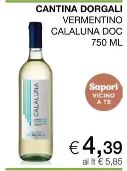 Coop CANTINA DORGALI VERMENTINO CALALUNA DOC 750 ML offerta