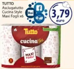 Acqua & Sapone TUTTO Asciugatutto Cucina Style Rai Maxi Fogli x6 offerta
