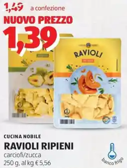 ALDI Cucina nobile ravioli ripieni carciofi/zucca offerta