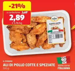 ALDI Il podere ali di pollo cotte e speziate offerta