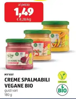 ALDI Myvay creme spalmabili vegane bio offerta