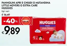 Bennet Pannolini apri e chiudi o mutandina little movers o extra care HUGGIES offerta