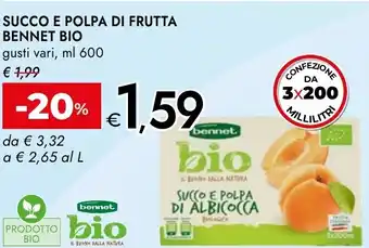 Bennet Succo e polpa di frutta BENNET BIO offerta