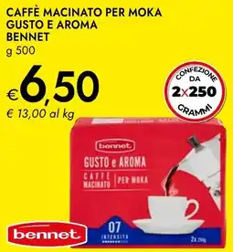 Bennet Caffè macinato per moka gusto e aroma BENNET offerta