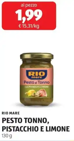 ALDI Rio mare pesto tonno, pistacchio e limone offerta