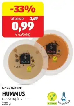 ALDI Wonnemeyer hummus classico/piccante offerta