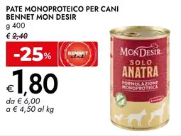 Bennet Pate monoproteico per cani bennet MON DESIR offerta