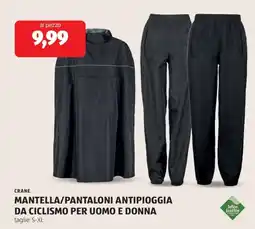 ALDI Crane mantella/pantaloni antipioggia da ciclismo per uomo e donna offerta