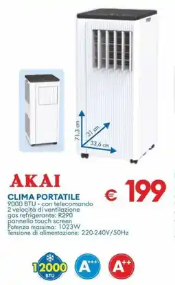MD Discount Akai clima portatile 9000 BTU offerta