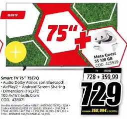 MediaWorld Hisense Smart TV 75" 75E7Q offerta