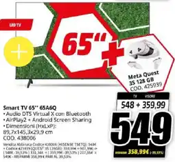 MediaWorld Hisense Smart TV 65" 65A6Q offerta