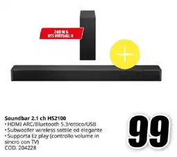 MediaWorld Hisense Soundbar 2.1 ch HS2100 offerta