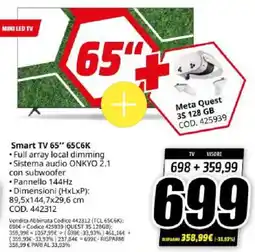 MediaWorld TCL Smart TV 65" 65C6K offerta