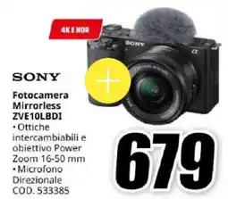 MediaWorld SONY Fotocamera Mirrorless ZVE10LBDI offerta