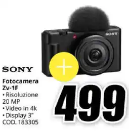 MediaWorld SONY Fotocamera Zv-1F offerta