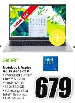 MediaWorld acer Notebook Aspire Go 15 AG15-72P offerta