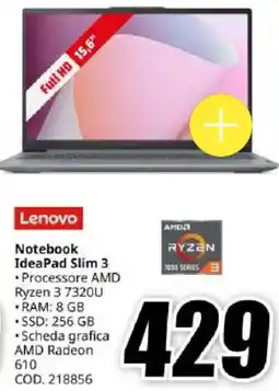 MediaWorld Lenovo Notebook IdeaPad Slim 3 offerta