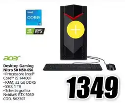 MediaWorld acer Desktop Gaming Nitro 50 N50-656 offerta