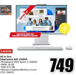 MediaWorld Lenovo All in One IdeaCentre AIO 27ARR9 offerta