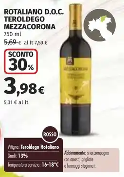 Coop Rotaliano d.o.c. teroldego MEZZACORONA offerta