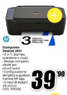 MediaWorld hp Stampante Deskjet 2921 offerta